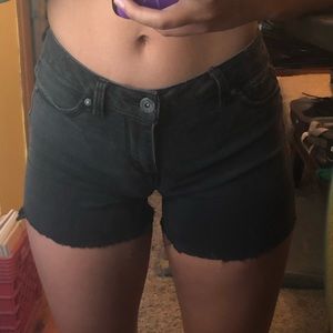 Distressed jean shorts